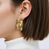 Matte Gold Sculptural Statement Earrings