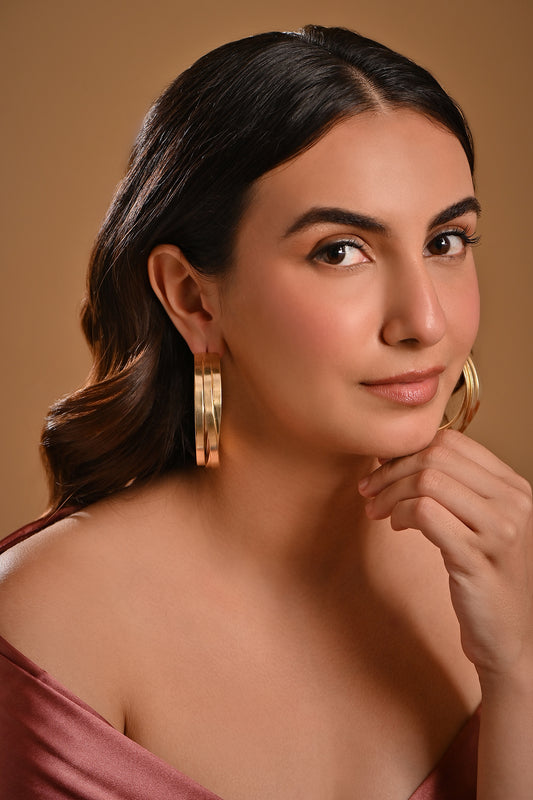 Gold Plated Plain Twisted Hoop Earrings