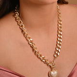 Golden Heart Chunky Chain Necklace