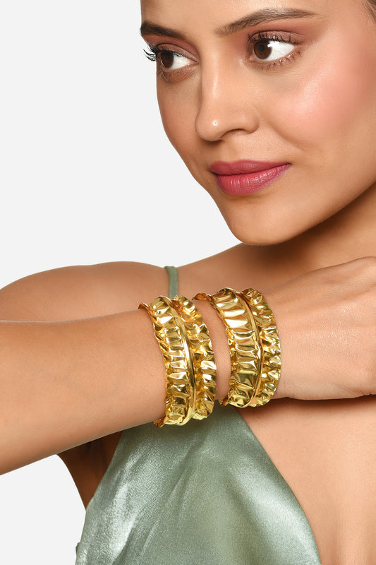 Intricate Hammered Cuff- Set Of 2