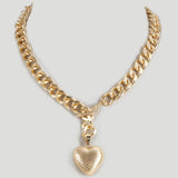 Golden Heart Chunky Chain Necklace
