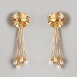 3D Floral Pearl Dangler Earrings
