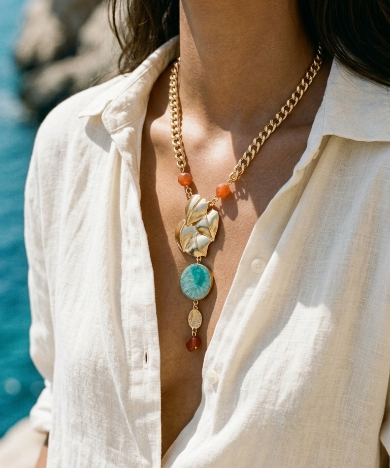Heart And Leaf Drop Necklace
