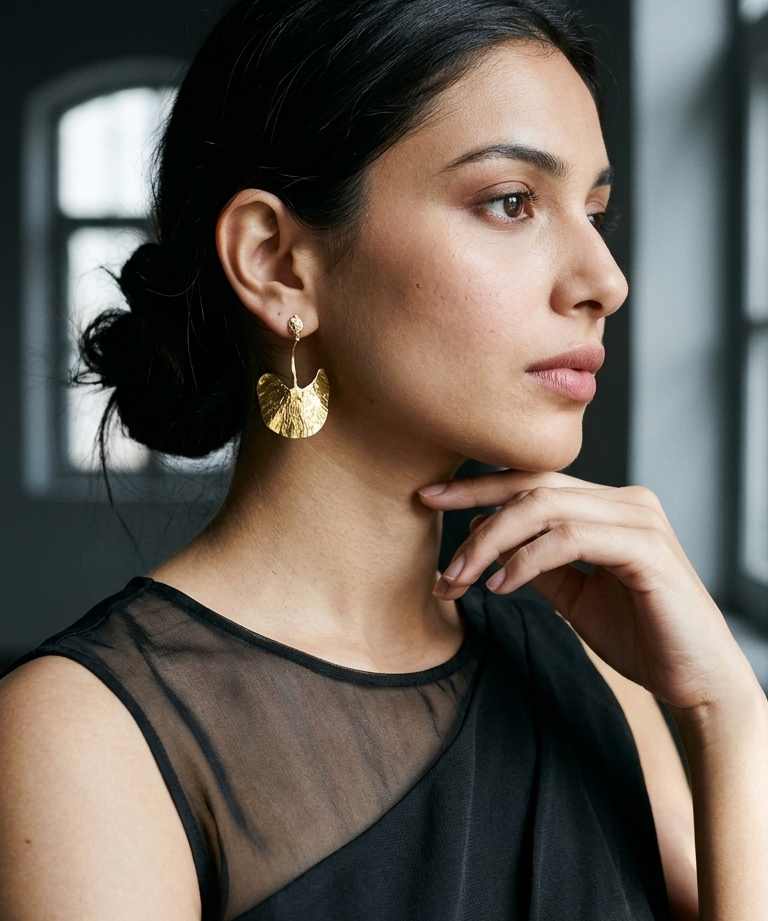 Botanical Sculpted Gold Drop Earrings