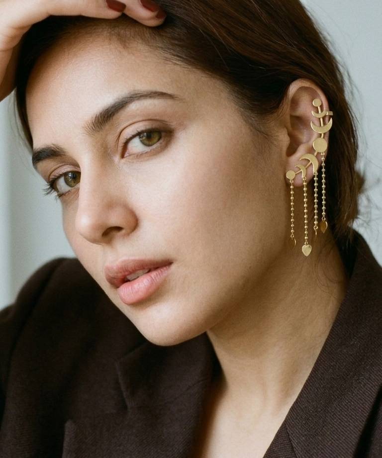 Moon Phase Gold Ear Cuff