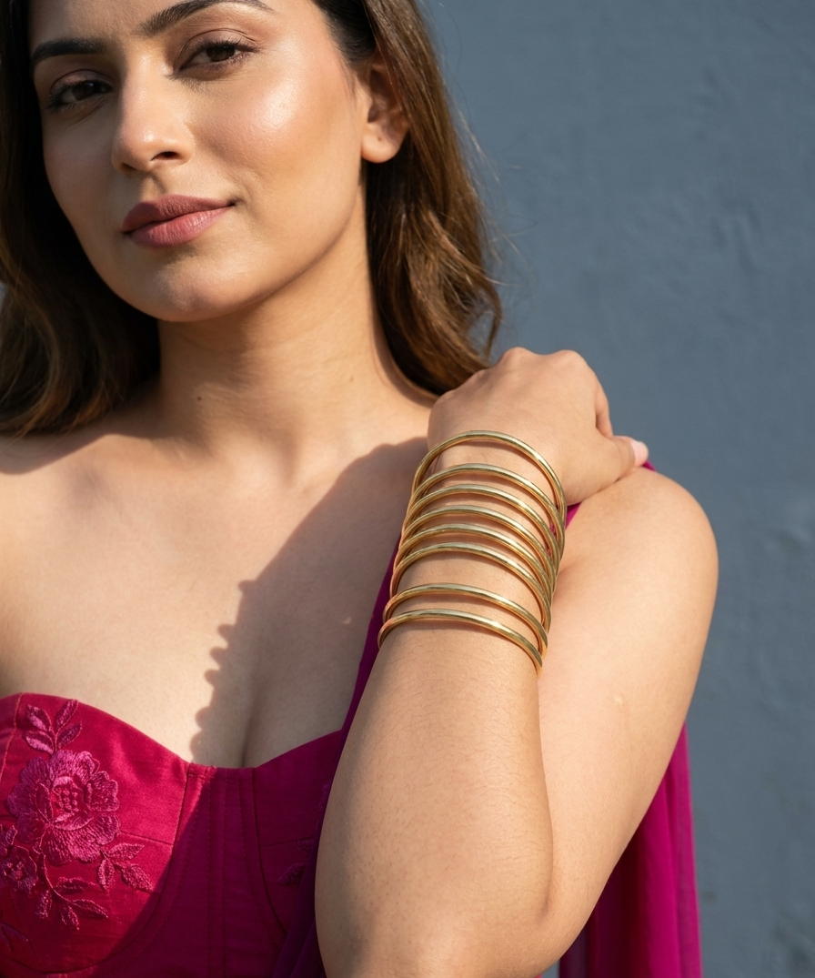Minimal Gold Bangles- Set of 6 bangles