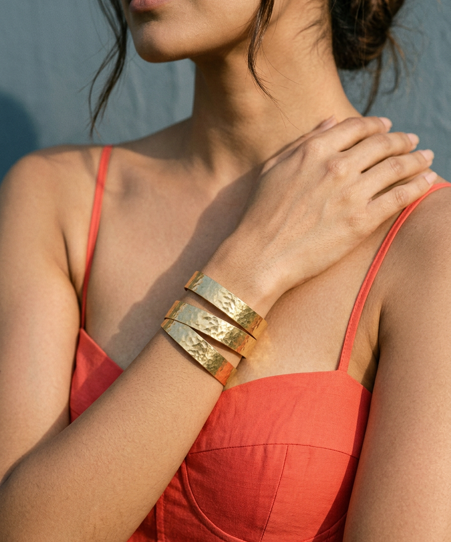 Hammered Gold Cuff Bracelet